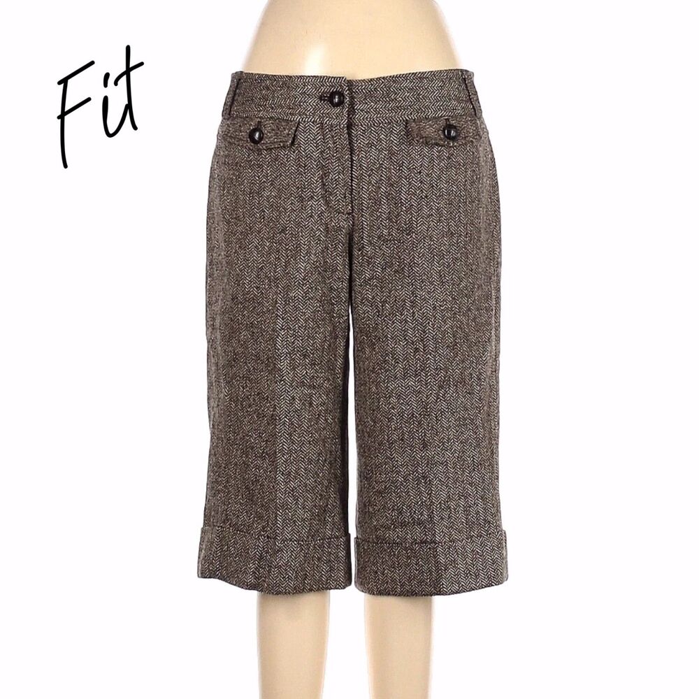 Ted Baker Purple Marled Wide Leg Bermuda Culottes, Size 4 (XS), EUC, Vintage Y2K - Picture 3 of 8